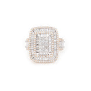 Diamond Men's Ring Rectangle Baguette & Round Stone Setting - 10KT Gold & 2.60 CTW