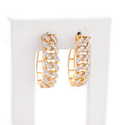 Diamond Hoops Cuban Round Stone Setting - 10KT Gold & 0.33 CTW