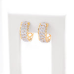 Diamond Hoops Two Tone Cuban Round Stone Setting - 10KT Gold & 0.25 CTW
