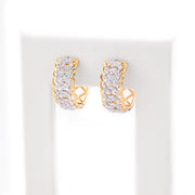 Diamond Hoops Two Tone Cuban Round Stone Setting - 10KT Gold & 0.25 CTW