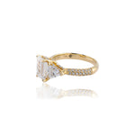 14K Gold Lab Diamond Engagement Ring – Emerald Solitaire with Trillian Side Stone – 3.50 CTW