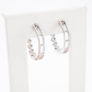 Diamond Hoops Heart Illusion Round Stone Setting - 925 Silver & 0.30 CTW