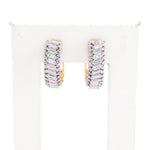 Diamond Hoops Three Row Baguette Round Stone Setting - 10KT Gold & 1.00 CTW