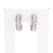 Diamond Hoops Three Row Baguette Round Stone Setting - 10KT Gold & 1.00 CTW