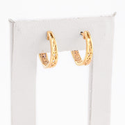 Diamond Hoops Three Row Round Stone Setting - 10KT Gold & 0.50 CTW