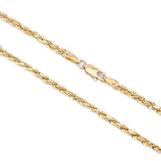 10K Gold Necklace – Hollow Diamond Cut Rope Chain 3MM – 20.0