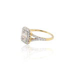 14K Gold Diamond Engagement Ring – Baguette & Round Double Halo Square Cluster – 0.75 CTW