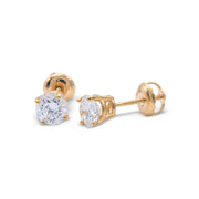 Lab Diamond Solitaire Earring Round Stone Setting - 14KT Gold & 0.25 CTW - 0.50 CTW