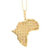 10K Gold Diamond Africa Map Pendant – Fully Iced with Diamond Bail – 3.20 CTW