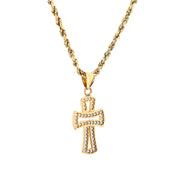 10K Gold Cross Pendant – Cubic Zirconia Openwork Design – 1.10
