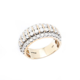 Diamond Men's Band Four Row Pointer Stone Setting - 10KT Gold & 3.05 CTW