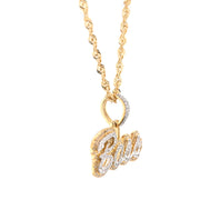 10K Gold Diamond Pendant – Custom Two Tone Boss Script Charm – 0.34 CTW