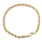 Rope Bracelet Solid - 10KT Gold & 2MM - 8MM
