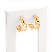 Diamond Hoops Two Tone Cuban Round Stone Setting - 10KT Gold & 0.25 CTW