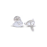 Lab Diamond Solitaire Earring Pear Stone Setting - 14KT Gold & 1.50 CTW
