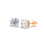 Lab Diamond Solitaire Earring Round Stone Setting - 14KT Gold & 1.0 CTW - 5.0 CTW