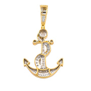 10K Gold Diamond Pendant – Anchor and Rope with Baguette – 1.00 CTW