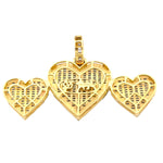 10K Gold Diamond Pendant – Triple Heart with Baguette Center – 2.40 CTW