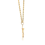 10K Gold Cross Pendant – Jesus Figure with Anchor, Rope & Wheel Des – 1.40