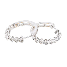 Diamond Hoops Heart Illusion Round Stone Setting - 925 Silver & 0.30 CTW