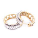 Diamond Hoops Three Row Baguette Round Stone Setting - 10KT Gold & 1.00 CTW