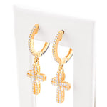 Diamond Dangling Cross Round Stone Setting - 10KT Gold & 0.65 CTW