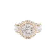 Diamond Men's Ring Four Row Baguette & Round Stone Setting - 10KT Gold & 1.95 CTW