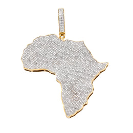 10K Gold Diamond Africa Map Pendant – Fully Iced with Diamond Bail – 3.20 CTW