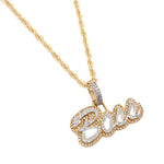 10K Gold Diamond Pendant – Custom Two Tone Boss Script Charm – 0.34 CTW