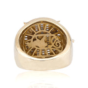 10K Gold Diamond Men's Ring – Two Tone Eagle and Pistol Ring with Baguette – 1.60 CTW