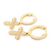 Diamond Dangling Cross Round Stone Setting - 10KT Gold & 0.65 CTW