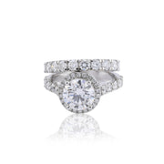 14K Gold Lab Diamond Engagement Ring – Round Solitaire with Halo Split Shank Pave – 3.93 CTW
