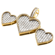 10K Gold Diamond Pendant – Triple Heart with Baguette Center – 2.40 CTW