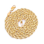 10K Gold Necklace – Hollow Diamond Cut Rope Chain 3MM – 20.0