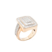 Diamond Men's Ring Rectangle Baguette & Round Stone Setting - 10KT Gold & 2.60 CTW