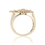 10K Gold Diamond Men's Ring – Two Tone Eagle and Pistol Ring with Baguette – 1.60 CTW