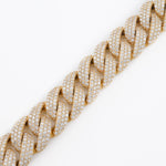 Diamond Cuban Bracelet Curb Three Row Stone Setting - 10KT Gold & 11.40 CTW