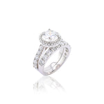 14K Gold Lab Diamond Engagement Ring – Round Solitaire with Halo Split Shank Pave – 3.93 CTW
