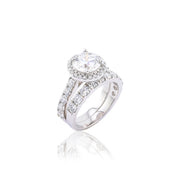 14K Gold Lab Diamond Engagement Ring – Round Solitaire with Halo Split Shank Pave – 3.93 CTW