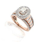 14K Gold Diamond Engagement Ring – Emerald Center with Double Halo & Baguette Accents – 1.46 CTW