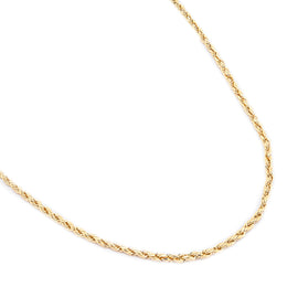 10K Gold Necklace – Hollow Diamond Cut Rope Chain 3MM – 20.0
