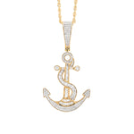 10K Gold Diamond Pendant – Anchor and Rope with Baguette – 1.00 CTW