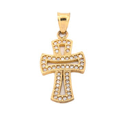 10K Gold Cross Pendant – Cubic Zirconia Openwork Design – 1.10