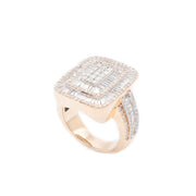 Diamond Men's Ring Rectangle Baguette & Round Stone Setting - 10KT Gold & 2.60 CTW