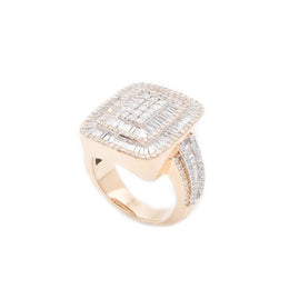 Diamond Men's Ring Rectangle Baguette & Round Stone Setting - 10KT Gold & 2.60 CTW