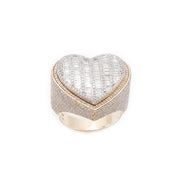 Diamond Men's Ring Heart Baguette Stone Setting - 10KT Gold & 4.50 CTW