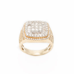 Diamond Men's Ring Nine Pointer Baguette & Round Stone Setting - 10KT Gold & 2.20 CTW