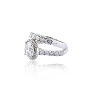 14K Gold Lab Diamond Engagement Ring – Round Solitaire with Halo Split Shank Pave – 3.93 CTW