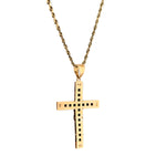10K Gold Cross Pendant – Jesus Figure with Greek Key Design – 2.00
