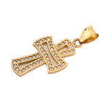 10K Gold Cross Pendant – Cubic Zirconia Openwork Design – 1.10